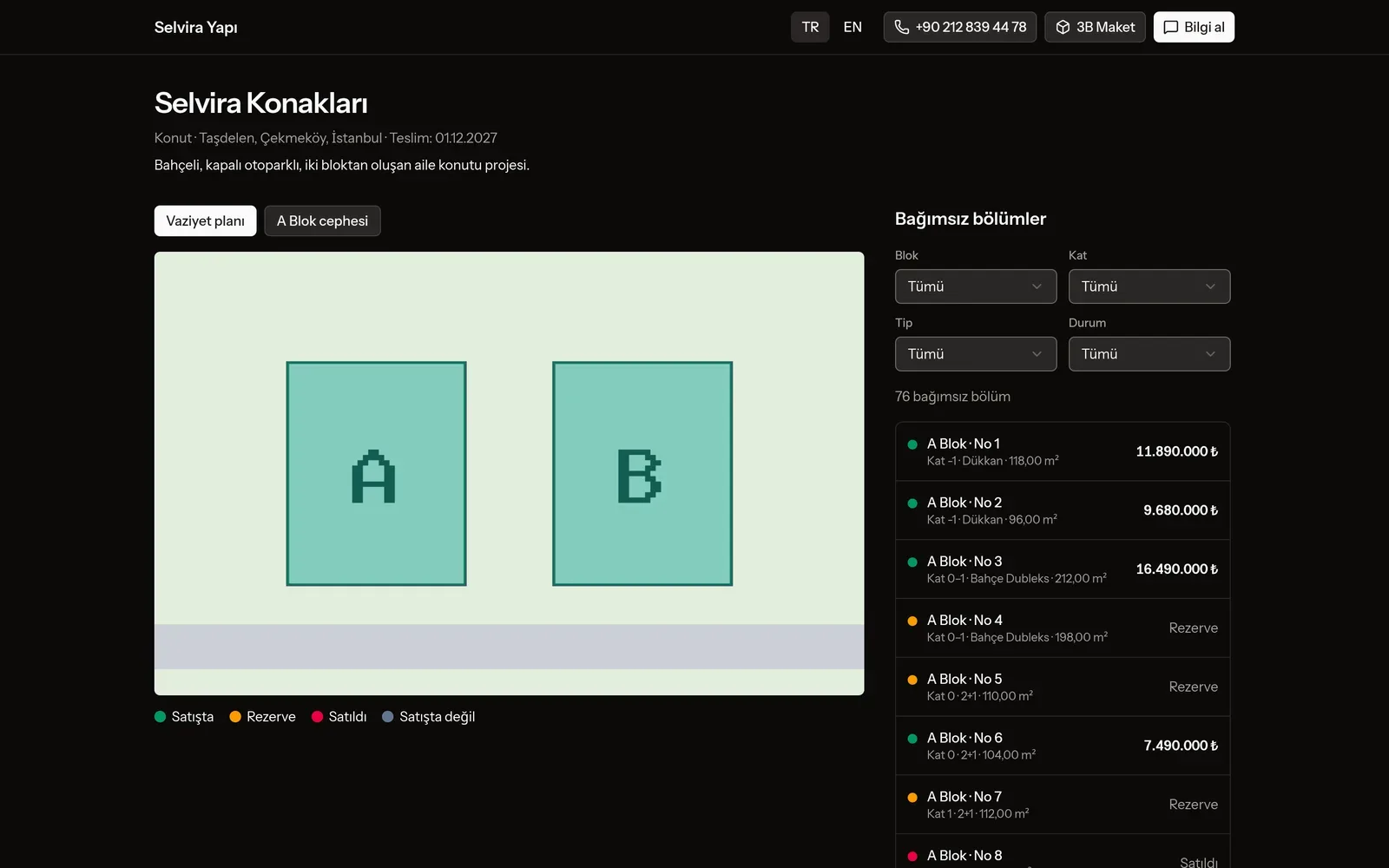 Project showcase (dark theme)