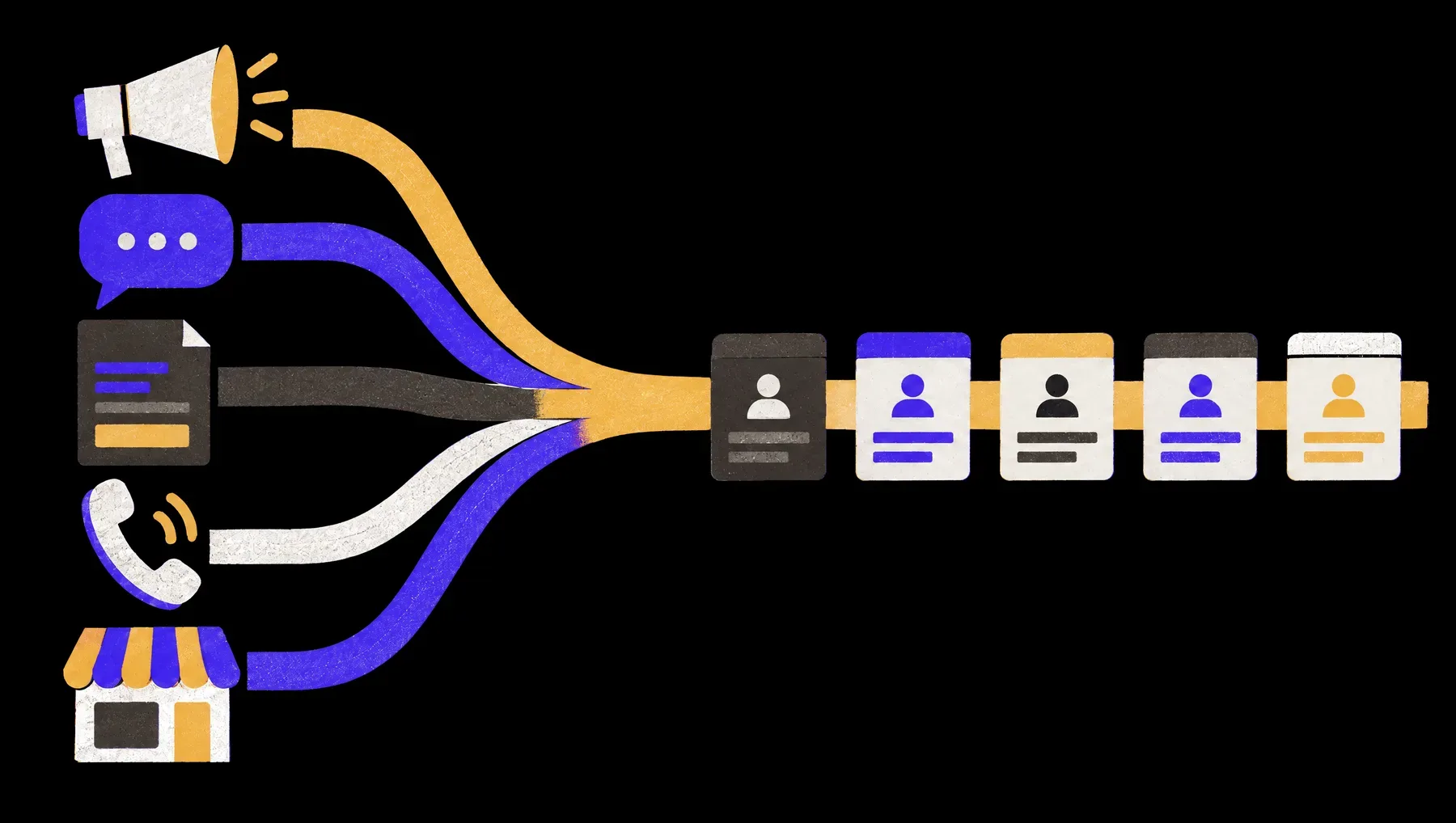 Leads from ads, WhatsApp, web forms, phone and walk-ins joining one sales line